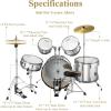 imageDrum Set Eastar 22 inch for Adults 5 Piece Full Size Drum Kit Junior Beginner with Pedal Cymbals Stands Stool and Sticks Metallic Silver
