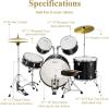 imageDrum Set Eastar 22 inch for Adults 5 Piece Full Size Drum Kit Junior Beginner with Pedal Cymbals Stands Stool and Sticks Mirror BlackEB0335