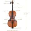 imageEastar Acoustic Cello 44 for Beginners Adult Imprinted Finger Guide for BeginnersCellos Kit with Cello Stand Case Bow Bridge Rosin Extra Set of Strings Full SizeMatt Natural Varnish