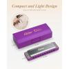 imageEastar Admiral 24 Holes Harmonica Key of C Tremolo for Beginners Adults Kids Performance Competition Mouth Organ with Hard Case and Cloth SilverPurple