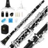 imageEastar B Flat Clarinet for Beginner Ebonite Clarinet Nickelplated with 2 Barrels 3 Reeds White Gloves Hard Case Cleaning Kt ECL300Silver keys  Commander style