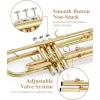 imageEastar Bb Standard Trumpet Set for Beginner Brass Student Trumpet Instrument with Hard Case Cleaning Kit 7C Mouthpiece and Gloves ETR380 GoldenGold
