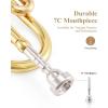imageEastar Bb Standard Trumpet Set for Beginner Brass Student Trumpet Instrument with Hard Case Cleaning Kit 7C Mouthpiece and Gloves ETR380 GoldenGold