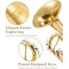 imageEastar Bb Standard Trumpet Set for Beginner Brass Student Trumpet Instrument with Hard Case Cleaning Kit 7C Mouthpiece and Gloves ETR380 GoldenGold