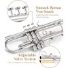 imageEastar Bb Standard Trumpet Set for Beginner Brass Student Trumpet Instrument with Hard Case Cleaning Kit 7C Mouthpiece and Gloves ETR380 Goldensilver