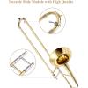 imageEastar Bb Tenor Slide Trombone for Beginners Students B Flat Brass Plated Trombone Instrument with Mouthpiece White Gloves Cleaning Kit ETB330 Golden