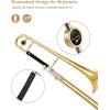 imageEastar Bb Tenor Slide Trombone for Beginners Students B Flat Brass Plated Trombone Instrument with Mouthpiece White Gloves Cleaning Kit ETB330 Golden