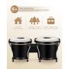 imageEastar Bongo Drums 6 and 7 Wood Percussion Instrument Bongos for Kids Adults Beginners Natural Finish EBO1Black