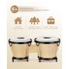 imageEastar Bongo Drums 6 and 7 Wood Percussion Instrument Bongos for Kids Adults Beginners Natural Finish EBO1Natural Finish