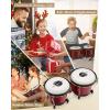 imageEastar Bongo Drums 6 and 7 Wood Percussion Instrument Bongos for Kids Adults Beginners Natural Finish EBO1Red
