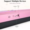 imageEastar Electronic Keyboard Piano Kit 61 Key for Beginner Children Digital E Piano with Stand Bench Music Stand and Microphone Pink Musical Instruments Gift for Kids