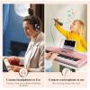 imageEastar Electronic Keyboard Piano Kit 61 Key for Beginner Children Digital E Piano with Stand Bench Music Stand and Microphone Pink Musical Instruments Gift for Kids