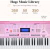 imageEastar Electronic Keyboard Piano Kit 61 Key for Beginner Children Digital E Piano with Stand Bench Music Stand and Microphone Pink Musical Instruments Gift for Kids