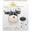 imageEastar Kids Drum Set 14 3PieceBeginners Drum Kit with Throne Cymbal Pedal ampamp Two Drumsticks Christmas Gift For Child age 39 Years Black