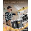 imageEastar Kids Drum Set 14 3PieceBeginners Drum Kit with Throne Cymbal Pedal ampamp Two Drumsticks Christmas Gift For Child age 39 Years Black