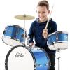 imageEastar Kids Drum Set 16 inch 3Piece Junior Drum Set Kit with Throne Cymbal Pedal ampamp DrumsticksMetallic Blue EDS280Bu