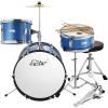 imageEastar Kids Drum Set 16 inch 3Piece Junior Drum Set Kit with Throne Cymbal Pedal ampamp DrumsticksMetallic Blue EDS280Bu