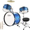 imageEastar Kids Drum Set 16 inch 3Piece Junior Drum Set Kit with Throne Cymbal Pedal ampamp DrumsticksMetallic Blue EDS280Bu
