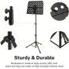 imageEastar Metal Music Stand for Sheet Music Book and Note Laptop Guitar Portable Music Stand Kit Adjustable from 23 to 61 with LED Light Music Clip Holder Carrying Bag Black