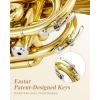 imageEastar Pocket Trumpet B Flat Brass Bb Pocket Trumpet with Mouthpiece 7C Cleaning Cloth Hard Case Gloves Full Kit Gold Lacquer ETR330Golden