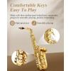 imageEastar Student Alto Saxophone E Flat for Beginner Sax Full Kit with Carrying Case Mouthpiece Straps Reeds Stand Golden Lacquer ASGolden
