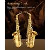 imageEastar Student Alto Saxophone E Flat for Beginner Sax Full Kit with Carrying Case Mouthpiece Straps Reeds Stand Golden Lacquer ASGolden