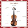 imageEastar Violin 44 Full Size for Adults Violin Set for Beginners with Hard Case Rosin Shoulder Rest Bow and Extra Strings Imprinted Finger Guide on Fingerboard EVA2Matte