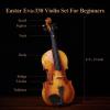 imageEastar Violin 44 Full Size for Adults Violin Set for Beginners with Hard Case Rosin Shoulder Rest Bow and Extra Strings Imprinted Finger Guide on Fingerboard EVA2Two Bows