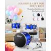 imageKids Drum Kit Eastar 14  for Kids Beginners Drum Set 3Piece with Adjustable Throne Cymbal Pedal ampamp 2 Pairs of Drumsticks Junior Drum Set with Bass Tom Snare Drum Mirror Blue