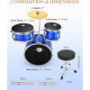 imageKids Drum Kit Eastar 14  for Kids Beginners Drum Set 3Piece with Adjustable Throne Cymbal Pedal ampamp 2 Pairs of Drumsticks Junior Drum Set with Bass Tom Snare Drum Mirror Blue
