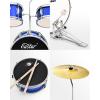 imageKids Drum Kit Eastar 14  for Kids Beginners Drum Set 3Piece with Adjustable Throne Cymbal Pedal ampamp 2 Pairs of Drumsticks Junior Drum Set with Bass Tom Snare Drum Mirror Blue