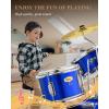 imageKids Drum Kit Eastar 14  for Kids Beginners Drum Set 3Piece with Adjustable Throne Cymbal Pedal ampamp 2 Pairs of Drumsticks Junior Drum Set with Bass Tom Snare Drum Mirror Blue