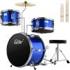 imageKids Drum Kit Eastar 14  for Kids Beginners Drum Set 3Piece with Adjustable Throne Cymbal Pedal ampamp 2 Pairs of Drumsticks Junior Drum Set with Bass Tom Snare Drum Mirror Blue
