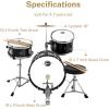 imageKids Drum Set  16 inch 3Piece Junior Drum Kit for Starter Beginners Ages 38 Including Throne Cymbal Pedal ampamp Drumsticks Mirror Black EDS285B