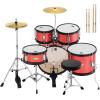 imageKids Drum Set  Eastar 16 inch 5Piece Junior Drum Kit for Beginners Teenagers with Adjustable Throne and Cymbal Pedal ampamp Drumsticks Metallic Red EDS350RD