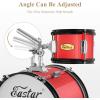 imageKids Drum Set  Eastar 16 inch 5Piece Junior Drum Kit for Beginners Teenagers with Adjustable Throne and Cymbal Pedal ampamp Drumsticks Metallic Red EDS350RD