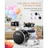 imageKids Drum Set Eastar 3Piece for Beginners 14 inch Drum Kit with Adjustable Throne Cymbal Pedal ampamp Two Pairs of Drumsticks Junior Drum Set with Bass Tom Snare Drum Metallic Sky BlueBlack