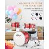 imageKids Drum Set Eastar 3Piece for Beginners 14 inch Drum Kit with Adjustable Throne Cymbal Pedal ampamp Two Pairs of Drumsticks Junior Drum Set with Bass Tom Snare Drum Metallic Sky BlueRed