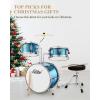 imageKids Drum Set Eastar 3Piece for Beginners 14 inch Drum Kit with Adjustable Throne Cymbal Pedal ampamp Two Pairs of Drumsticks Junior Drum Set with Bass Tom Snare Drum Metallic Sky BlueBlue