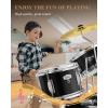 imageKids Drum Set Eastar 3Piece for Beginners 14 inch Drum Kit with Adjustable Throne Cymbal Pedal ampamp Two Pairs of Drumsticks Junior Drum Set with Bass Tom Snare Drum Metallic Sky BlueBlack