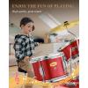 imageKids Drum Set Eastar 3Piece for Beginners 14 inch Drum Kit with Adjustable Throne Cymbal Pedal ampamp Two Pairs of Drumsticks Junior Drum Set with Bass Tom Snare Drum Metallic Sky BlueRed