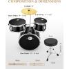 imageKids Drum Set Eastar 3Piece for Beginners 14 inch Drum Kit with Adjustable Throne Cymbal Pedal ampamp Two Pairs of Drumsticks Junior Drum Set with Bass Tom Snare Drum Metallic Sky BlueBlack