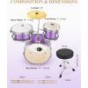imageKids Drum Set Eastar 3Piece for Beginners 14 inch Drum Kit with Adjustable Throne Cymbal Pedal ampamp Two Pairs of Drumsticks Junior Drum Set with Bass Tom Snare Drum Metallic Sky BluePurple