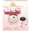imageKids Drum Set Eastar 3Piece for Beginners 14 inch Drum Kit with Adjustable Throne Cymbal Pedal ampamp Two Pairs of Drumsticks Junior Drum Set with Bass Tom Snare Drum Metallic Sky BlueRed