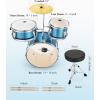 imageKids Drum Set Eastar 3Piece for Beginners 14 inch Drum Kit with Adjustable Throne Cymbal Pedal ampamp Two Pairs of Drumsticks Junior Drum Set with Bass Tom Snare Drum Metallic Sky BlueBlue