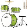 imageDrum Set Eastar 14 inch Drum Kit for Beginners 3Piece with Adjustable Throne Cymbal Pedal ampamp Two Pairs of Drumsticks Junior Drum Set with Bass Tom Snare Drum Metallic Green