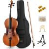 imageEastar Acoustic Cello 44 for Beginners Adult Imprinted Finger Guide for BeginnersCellos Kit with Cello Stand Case Bow Bridge Rosin Extra Set of Strings Full SizeMatt Natural Varnish