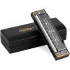 imageEastar Admiral 24 Holes Harmonica Key of C Tremolo for Beginners Adults Kids Performance Competition Mouth Organ with Hard Case and Cloth SilverBlack