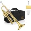 imageEastar Bb Standard Trumpet Set for Beginner Brass Student Trumpet Instrument with Hard Case Cleaning Kit 7C Mouthpiece and Gloves ETR380 GoldenGolden