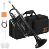 imageEastar Bb Standard Trumpet Set for Beginner Brass Student Trumpet Instrument with Hard Case Cleaning Kit 7C Mouthpiece and Gloves ETR380 Goldenblack